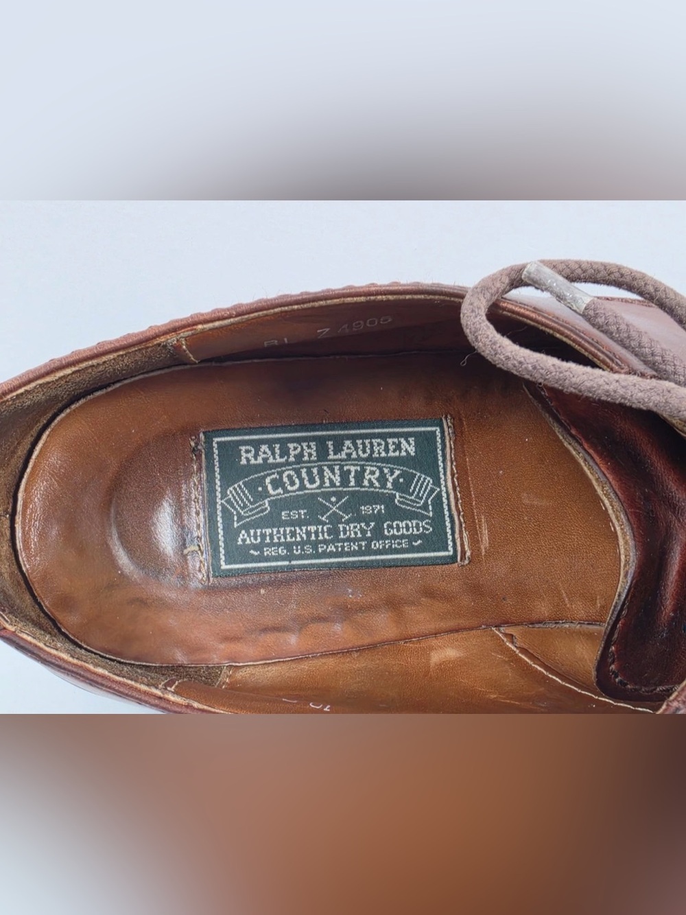 Vtg Polo Ralph Lauren Country Men Leather Derby Shoes Brown Lug Sole 10D - Picture 2 of 12